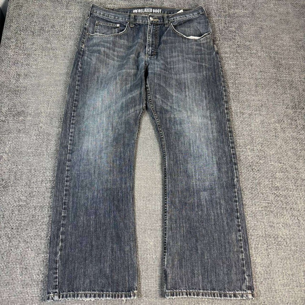 Lee Relaxed Bootcut Jeans Mens 34x30 Faded Black Dungarees Y2K Streetwear